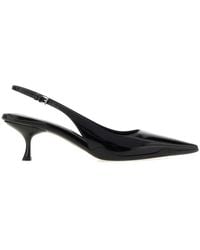 Prada - Brushed Leather Slingback Pumps - Lyst
