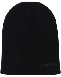 Saint Laurent - Cashmere Embroidered Logo Beanie - Lyst