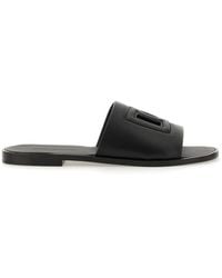 Dolce & Gabbana - Dg Leather Flat Sandals - Lyst