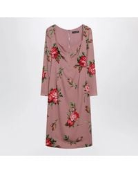 Dolce & Gabbana - Dolce & Gabbana Bouquet Rose Print Sheath Dress - Lyst