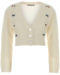 Alessandra Rich - Ivory Mohair Blend Cardigan - Lyst