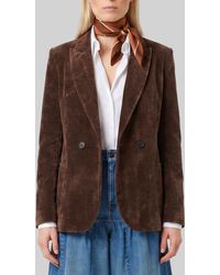 SUTTON NEW YORK - Double-Breasted Délavé Velvet Jacket - Lyst