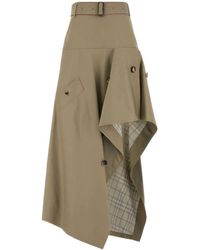 Burberry - Solid Midi Skirt - Lyst