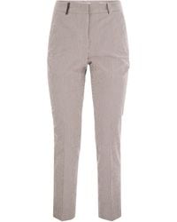 Peserico - Seersucker Cotton Cigarette Trousers - Lyst