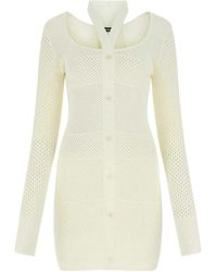 ANDREADAMO - Andreadamo Ivory Stretch Viscose Blend Dress - Lyst