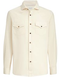Brunello Cucinelli - Butter Leisure Fit Western Shirt - Lyst