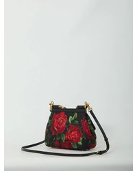 Dolce & Gabbana - Dolce & Gabbana Rose Rosse Nero Small Sicily Bag - Lyst