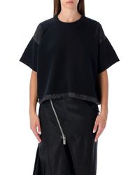 Sacai - Oversized Technical Cotton T-Shirt With Adjustable Drawstring Hem - Lyst