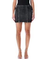 Jean Paul Gaultier - Washed Denim Mini Skirt With Zips - Lyst