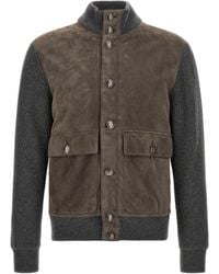 Brunello Cucinelli - Suede And Wool Jacket - Lyst