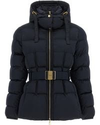 Elisabetta Franchi - Belted Down Jacket With Logo Buckle - Lyst