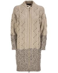 Fabiana Filippi - Long Openwork Wool, Silk And Cashmere Cardigan - Lyst