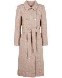 Twinset - Boucle Coat With Belt - Lyst