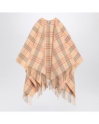 Burberry - Check Pattern Wool And Cashmere Cape - Lyst