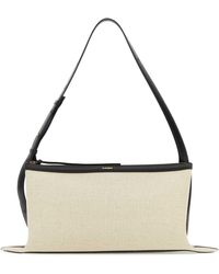Jil Sander - Two-Tone Canvas And Leather Medium Empire Shoulder Bag - Lyst