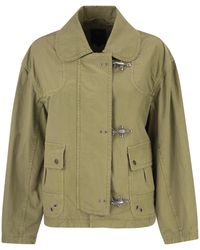 Fay - Cropped Technical Cotton Jacket With Signature Hook Fastening - Lyst