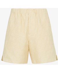Fendi - Ff Jacquard Light Linen Bermuda Shorts - Lyst