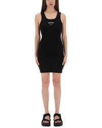 Moschino - Ribbed Tank Dress With Logo Detail - Lyst