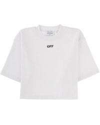 Off-White c/o Virgil Abloh - Cropped T-Shirt With Logo Cotton T-Shirts - Lyst