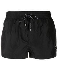 Dolce & Gabbana - Logo Plaque Stretch Swim Shorts - Lyst