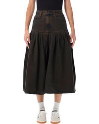 Levi's - Pleated Denim Midi Skirt - Lyst