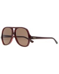 Chloé - Burgundy Acetate Salomã Sunglasses - Lyst