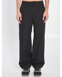Gucci - Cotton Twill Trousers With Web Detail - Lyst