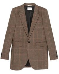 Saint Laurent - Prince Of Wales Wool Jacket - Lyst