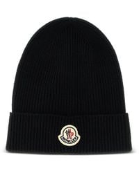 Moncler - Logo Wool Beanie - Lyst