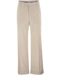Brunello Cucinelli - Virgin Wool And Cashmere Tailored Trousers With Turn-Up Hem - Lyst
