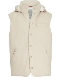 Brunello Cucinelli - Bonded Wool Flannel Down Vest With Detachable Hood - Lyst