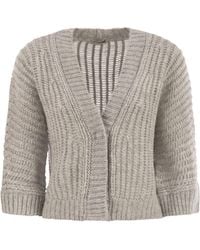 Peserico - Wool And Alpaca Mesh Cardigan - Lyst