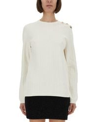 Balmain - Crew Neck Sweater - Lyst