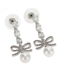 Self-Portrait - Self Portrait 'Bow Crystal Charm' Earrings - Lyst