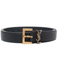 Saint Laurent - Grained Leather Belt With-Tone Hardware - Lyst