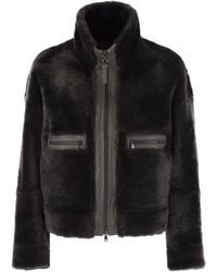 Brunello Cucinelli - Shearling Outerwear With Shiny Zip - Lyst