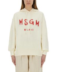 MSGM - Sweatshirt With Brushed Logo - Lyst