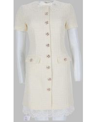 Self-Portrait - Lace Collar Tweed Mini Dress - Lyst
