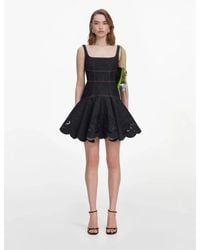 Self-Portrait - Denim Bow Embroidered Mini Dress - Lyst