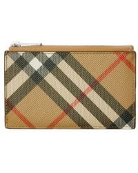 Burberry - Printed Canvas Check Card Holder - Lyst