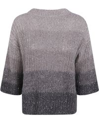 D.exterior - Crystals Degrade Short Sleeves Round Neck Sweater - Lyst