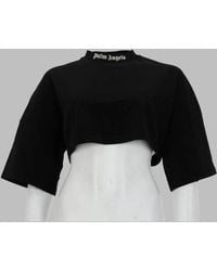 Palm Angels - T-Shirt Cropped Con Logo - Lyst