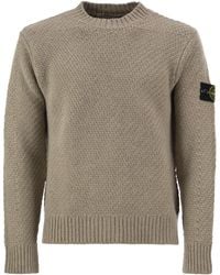 Stone Island - Virgin Wool Blend Textured Crew-Neck Jumper - Lyst