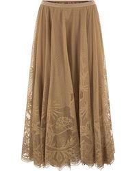 Fabiana Filippi - Floral Lace Midi Skirt With Removable Slip - Lyst