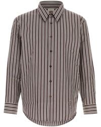 Saint Laurent - Embroidered Poplin Shirt With Striped Detail - Lyst