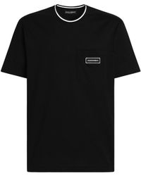 Dolce & Gabbana - Dolce & Gabbana T-Shirt With Pocket And Logo Patch - Lyst