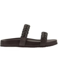 Brunello Cucinelli - Leather Slide Sandals With Braided Straps - Lyst