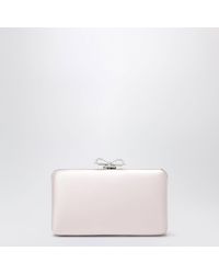 Self-Portrait - Satin Clutch With Crystal Bow - Lyst
