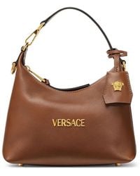 Versace - Tag Leather Hobo Bag - Lyst