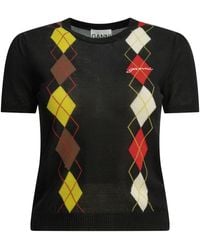 Ganni - "Argyle" Crewneck Sweater - Lyst